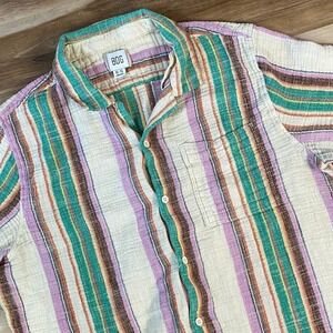 BDG Terry Cloth Shirt Mens XL Striped Cotton Textured Relaxed Multi Color Summer